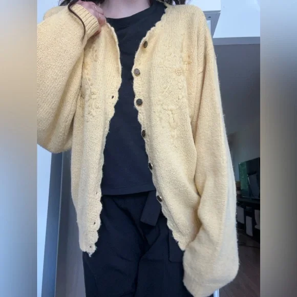 Yellow Knit Cardigan - Picture 2 of 7
